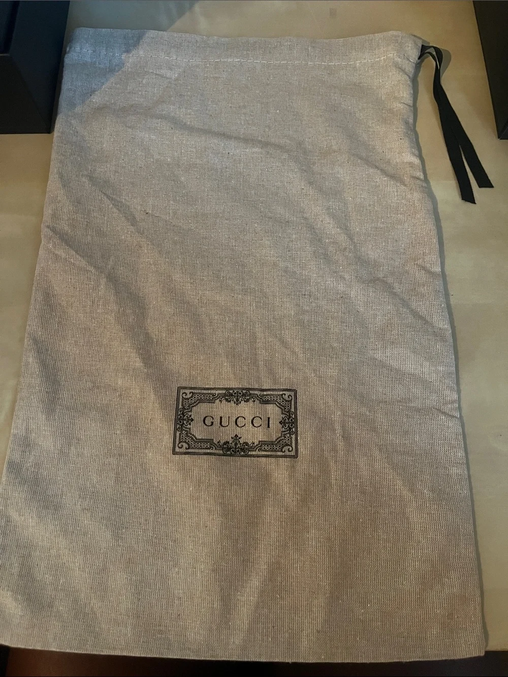 Gucci Beige Cream Logo Drawstring Dust Bag